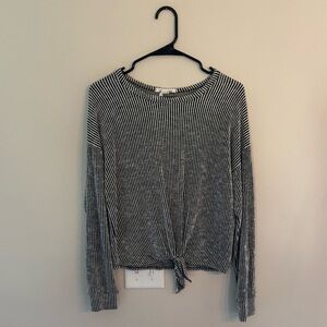 Caution To The Wind Black and White Striped Long Sleeve Top